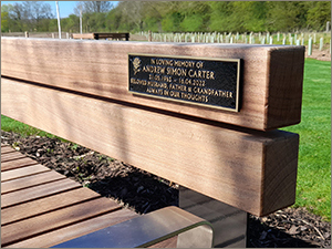 Memorial Bench Plaque at Rushcliffe Oaks